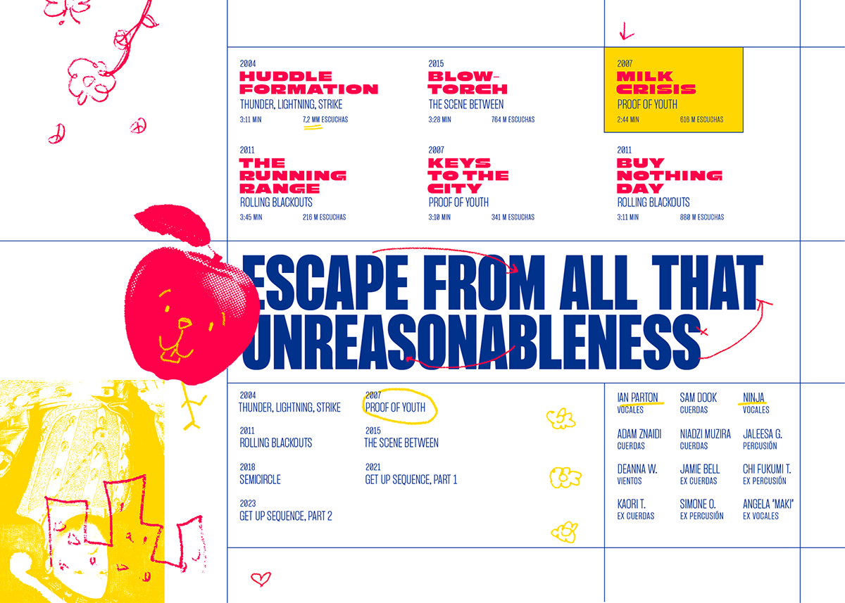 Brochure page including information about The Go! Team. "Escape from all that unreasonableness."