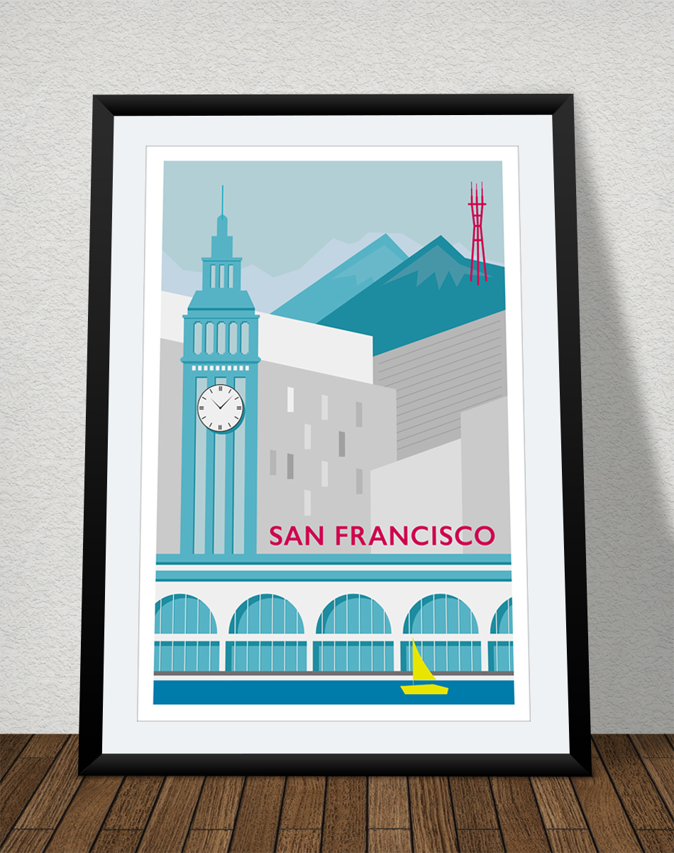 SF san francisco vector poster the city san fran CA California Travel design