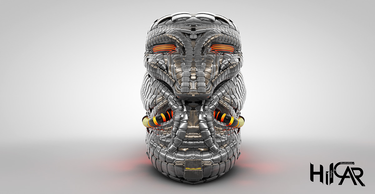 robot sci-fi Space  Render Cinema Zbrush mask helment iron