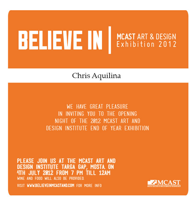 Believe in  mcast Exhibition  kurt micallef orange tags malta bold