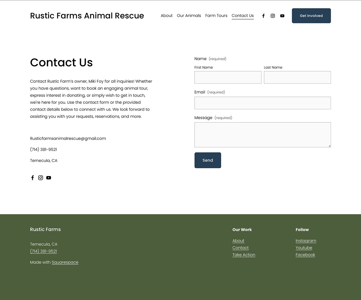 nonprofit Web Design  Website squarespace animals farm donation charity