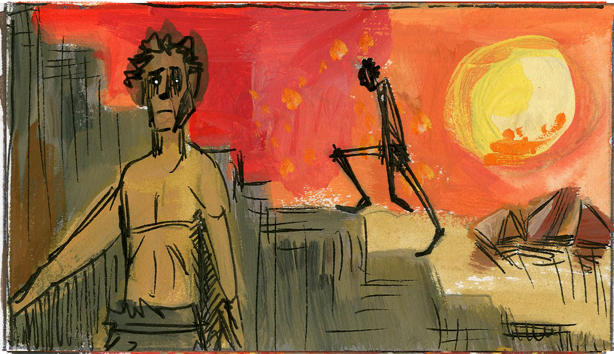 music video pre-production Storyboards visual developement guache acrylic paint concept art old age