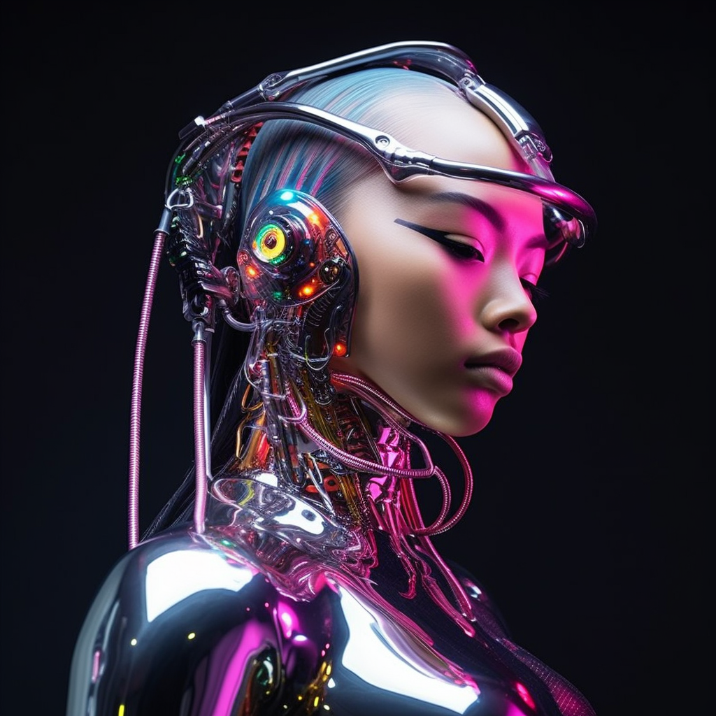 neon Cyborg midjourney Digital Art  generative art artificial intelligence ai