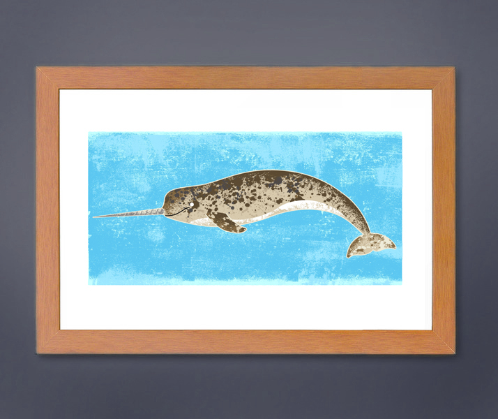 narwhal poster decor home Whale whale art whale poster art print giclee whale print nautical Ocean animal