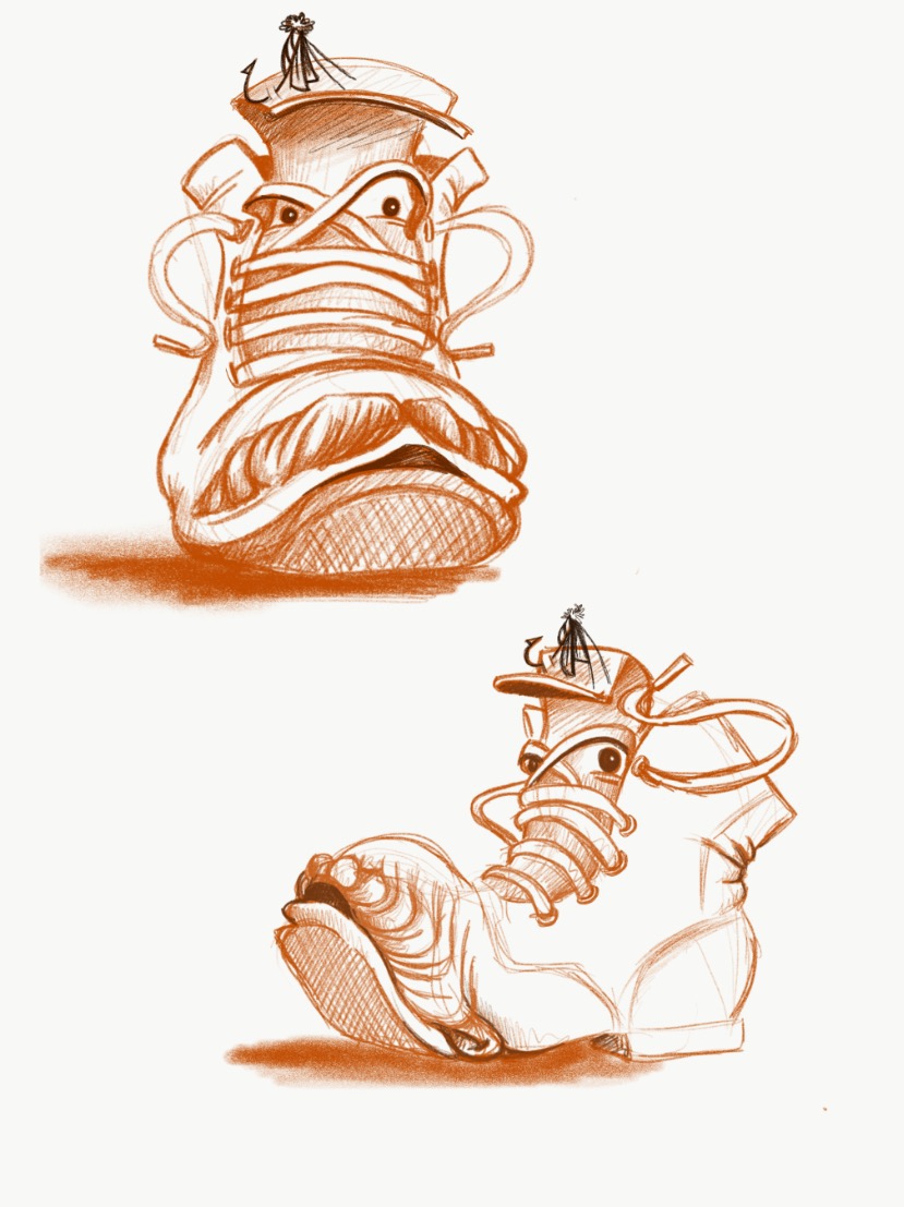 shoe  boot  fishing  character  design  Illustration  drawing