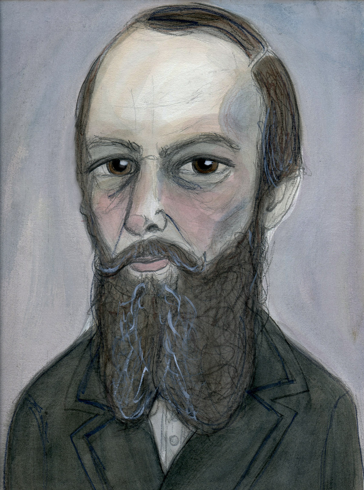 writers portraits Dostoyevsky portraits Portrait Painting watercolor