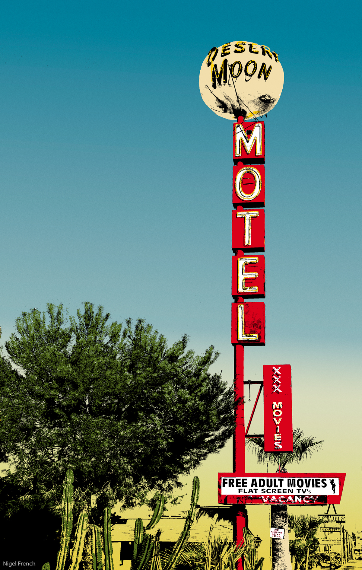 Signage motels liquor americana  vintage mid-century modern