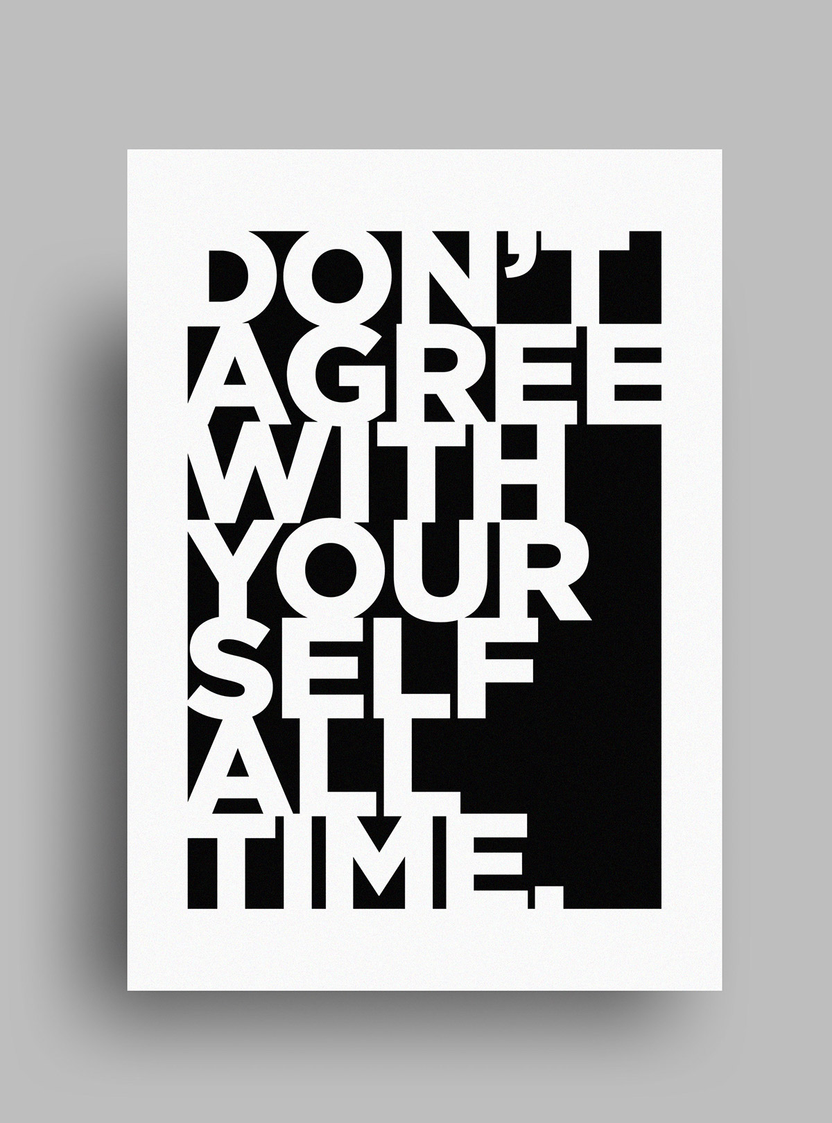 minimal typographic posters black ironic quote Layout White clean