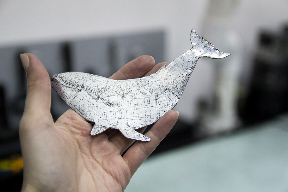 printmaking etching intaglio ILLUSTRATION  Whale animal studio