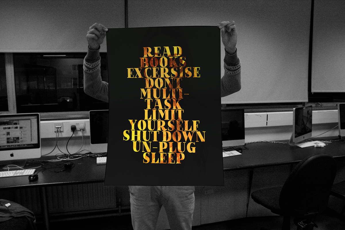 information overload meltdown consumption poster bookmark stress anxiety depression Technology overload info yellow black