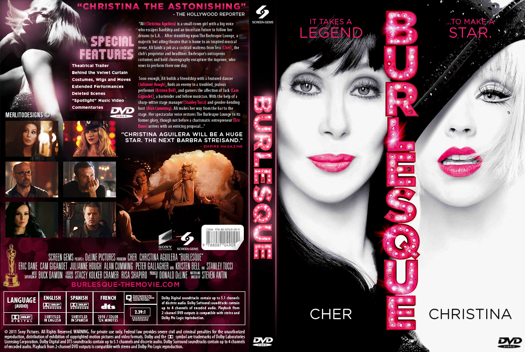 Burlesque movie Christina Aguilera Cher xtina Stanley Tucci Kristen Bell Cam Gigandet musicals dvd cover blu-ray