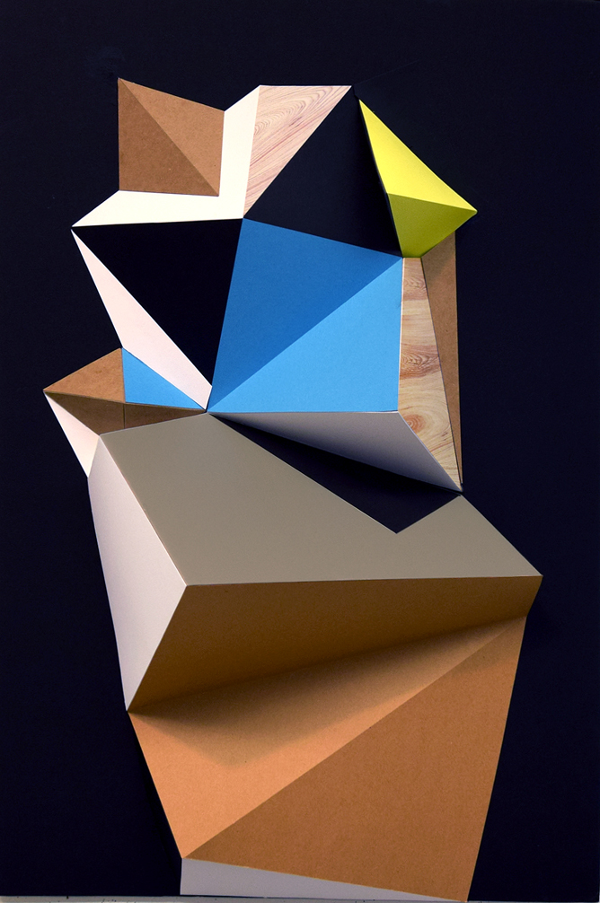 sculpture 3D geometric abstract modern triangular paper sculpture polygon polygonal geometry pyramid cardstock papercraft Studio art