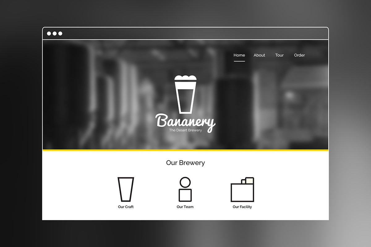 UI ux flat beer banana yellow microsite mock Trial dessert not desert mobile friendly One page
