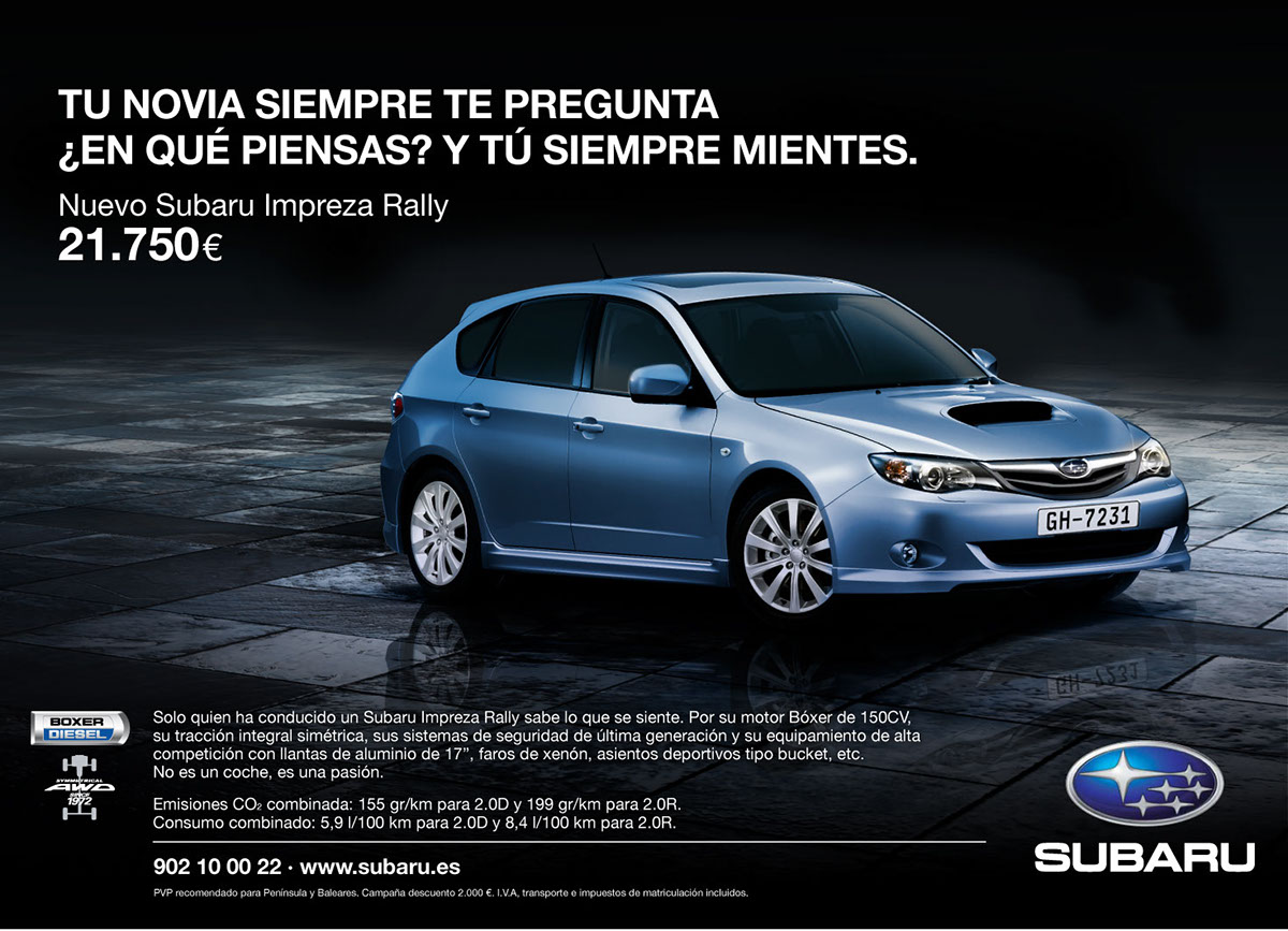 Subaru Imprezza car revolution adrian pérez avendaño creatividad Adrian Perez Avendaño advertising cars print cars best print cars rallies winners subaru impreza