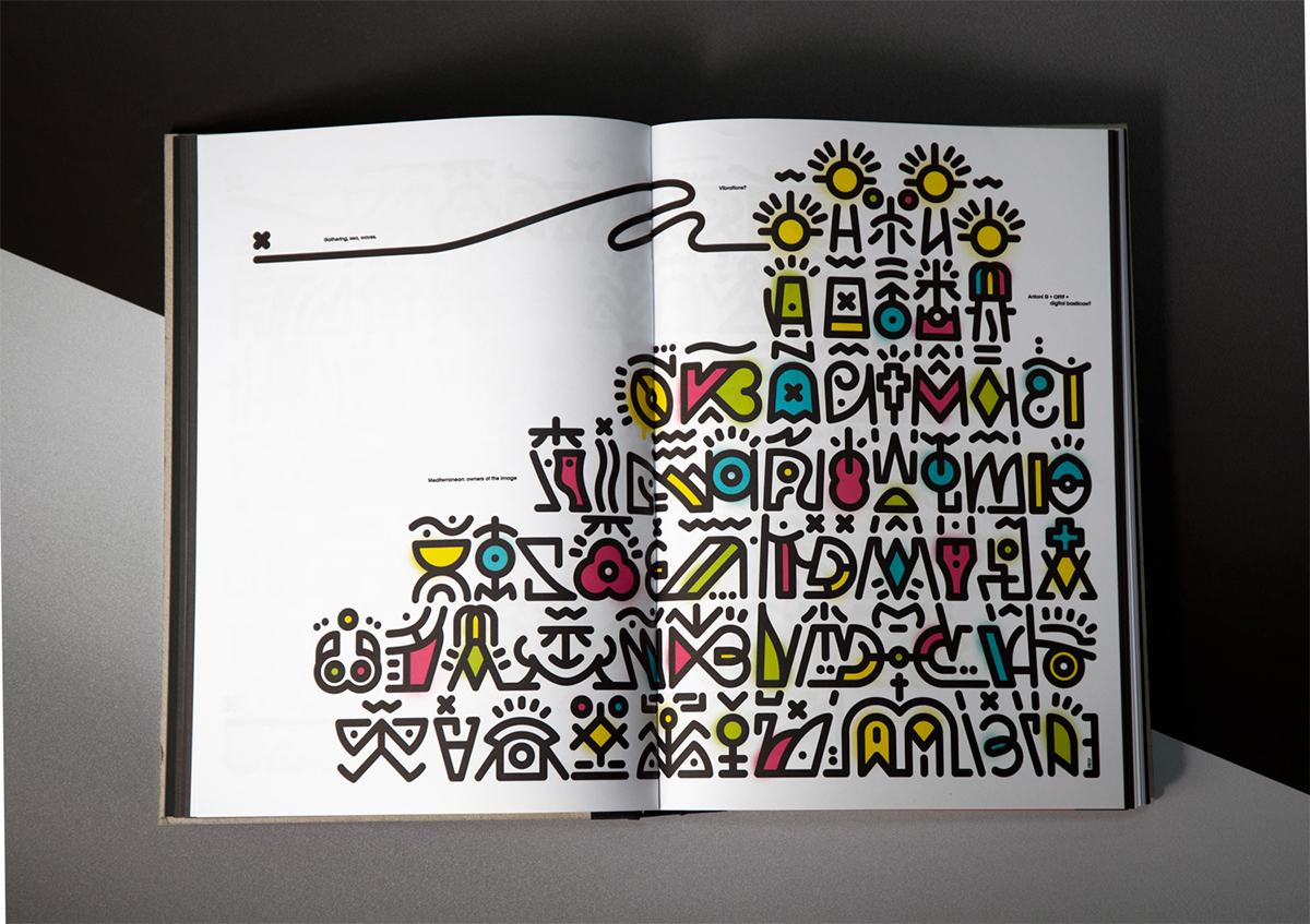 Imaginary alphabet Invented alphabet weird alphabet scriptures OFFF op art lines