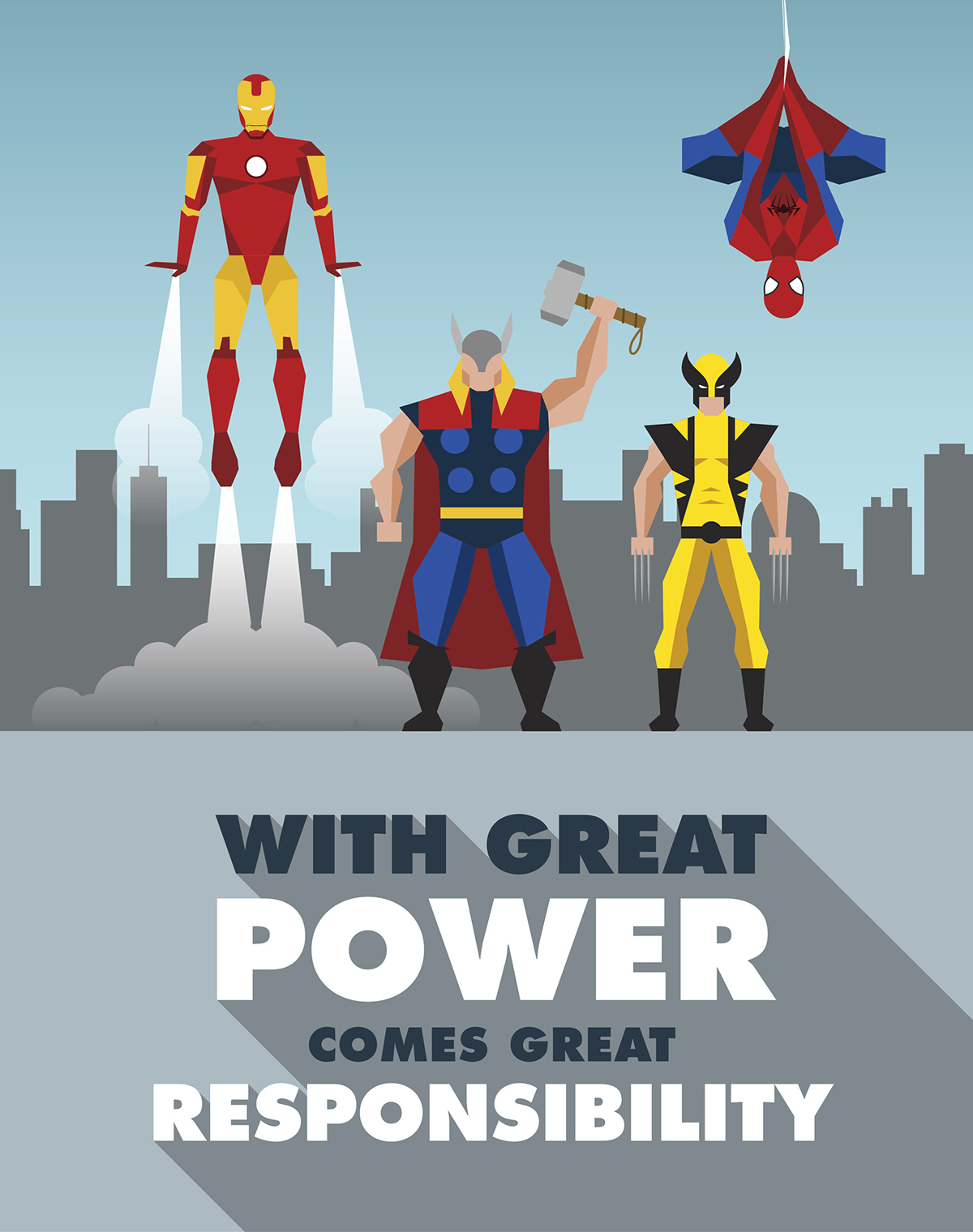 SuperHero poster comic iron man Thor spiderman wolverine