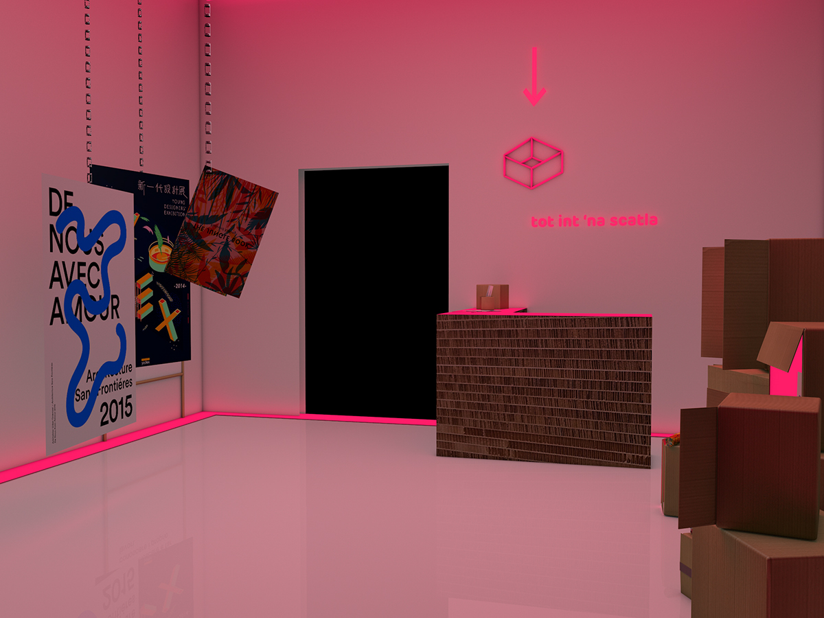 pop-up store installation editorial indipendent fanzine maxon 3D Cinema box