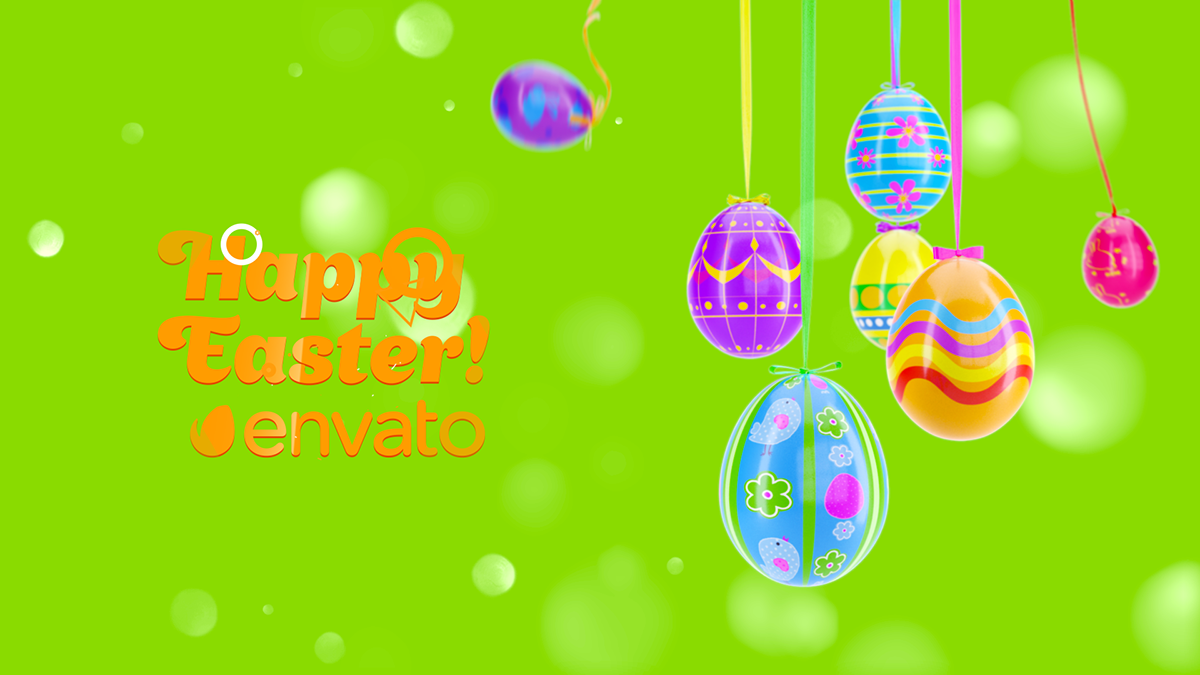 3D bright card colorful cute Easter egg Fun happy holidays opener pre-rendered rope spring