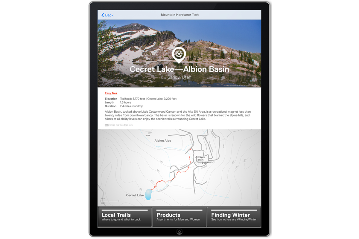 Mountain Hardwear iPad App app design Retail retail display outdoor brand