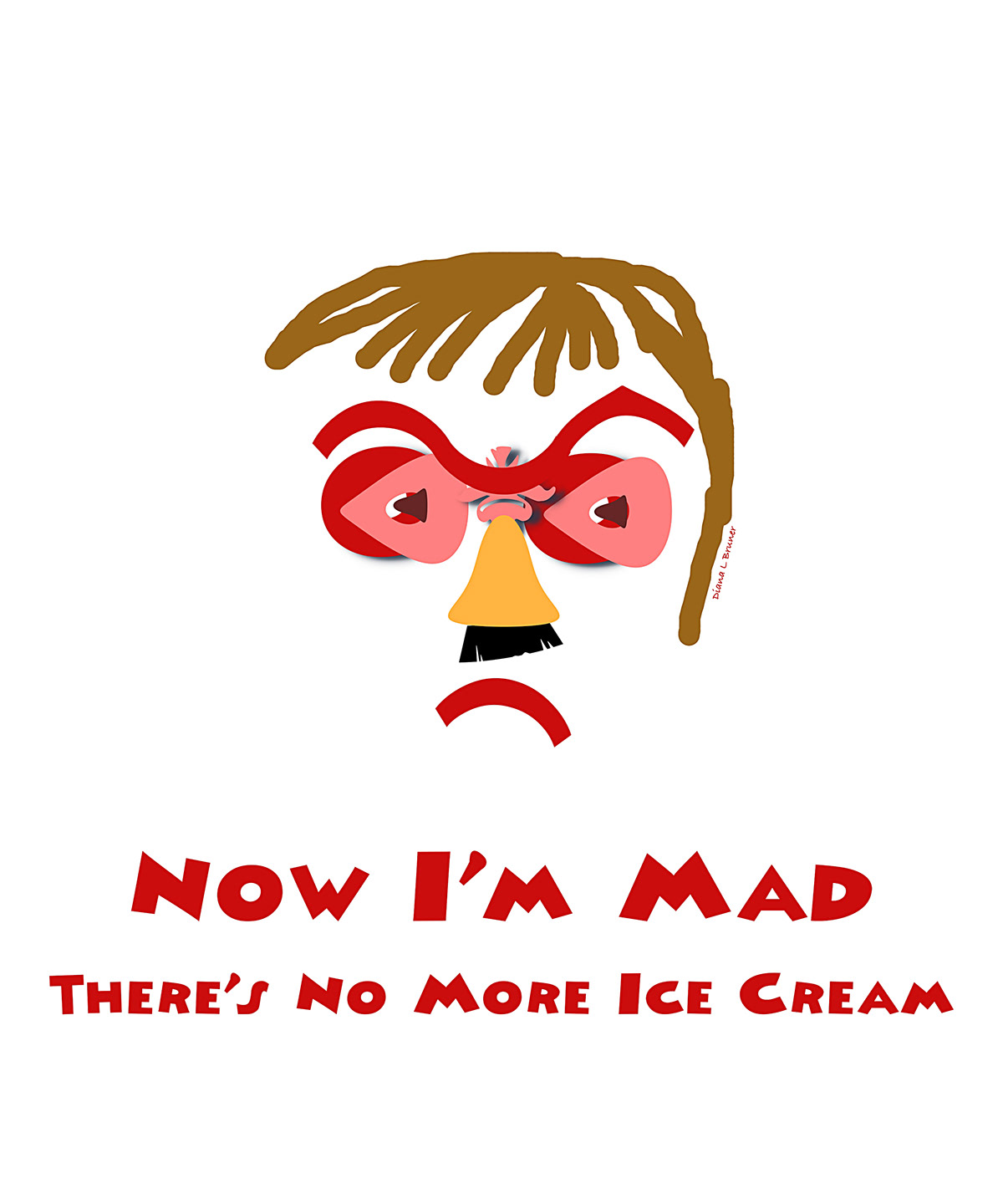 Anger Mad disappointed face of anger red frown wrinkled brow ILLUSTRATION  ice cream LACK