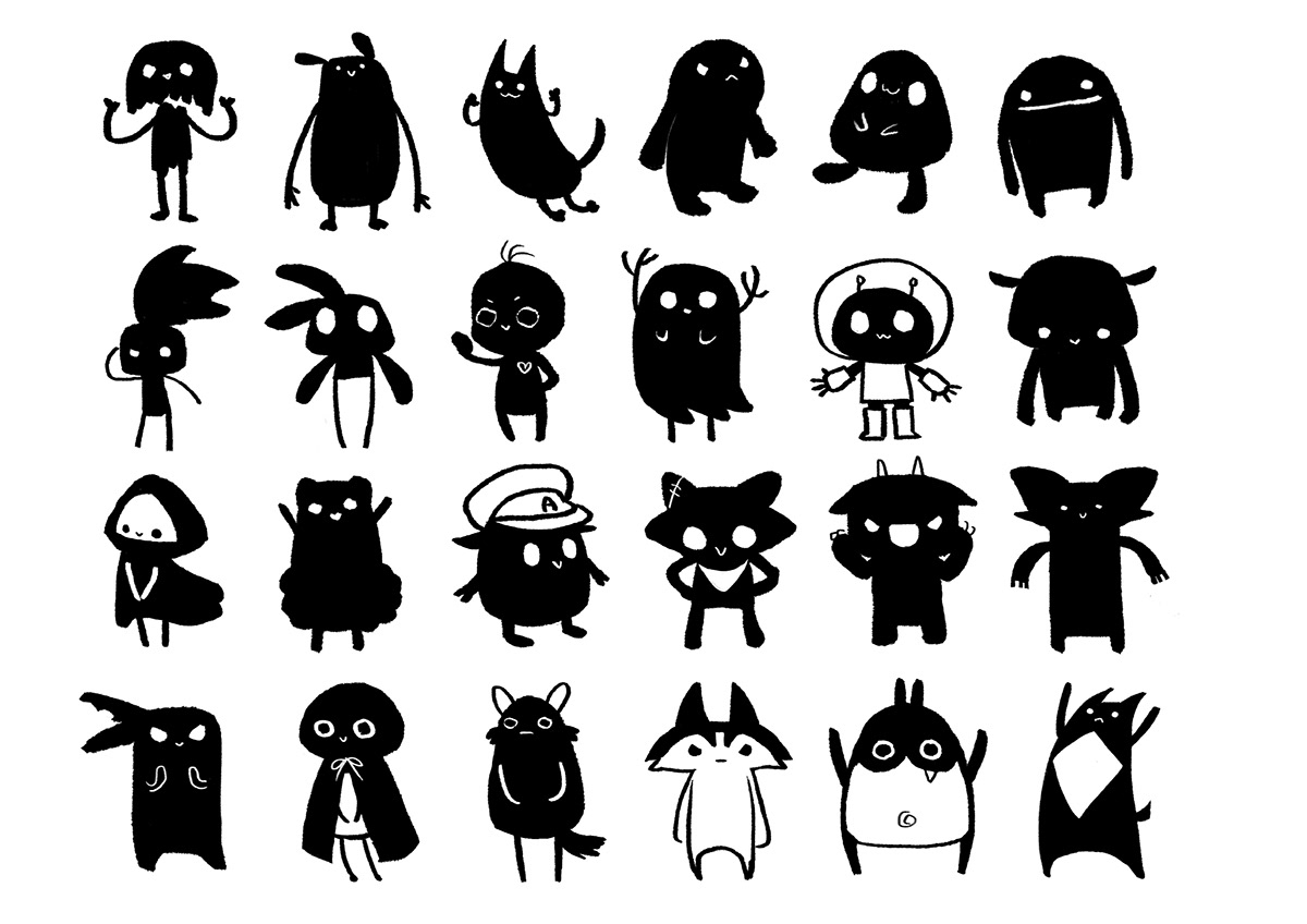 Character design sketches visual development watch game mobile Silhouette Bipedal