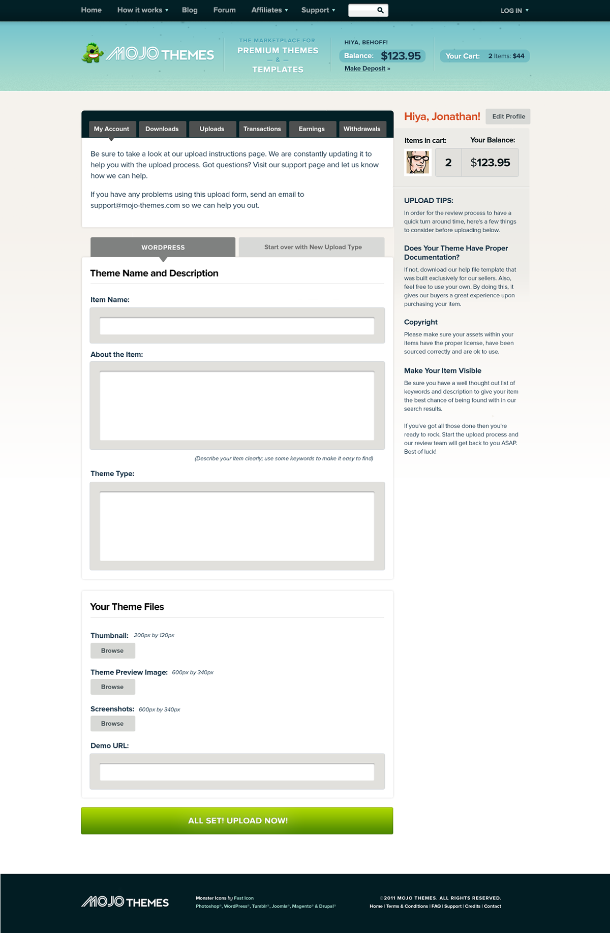 mojo themes Blog cms Website