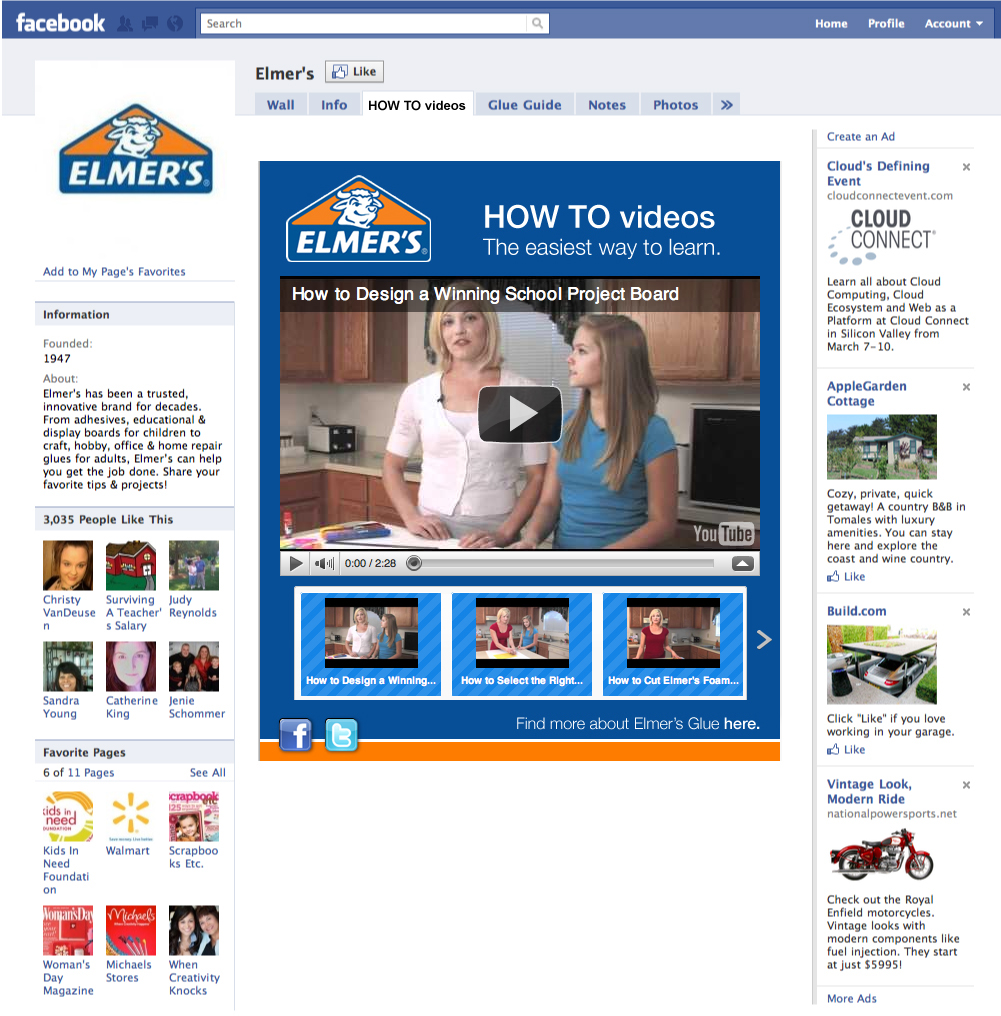 Elmer's facebook video tab inspired