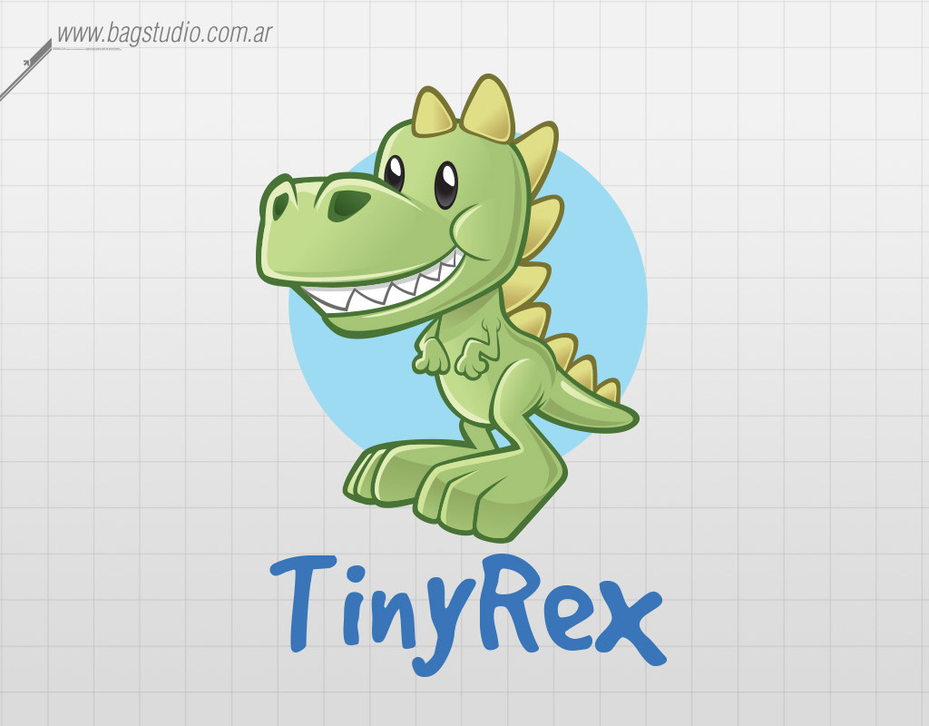 logo template Mascot cartoon Character vector tyrannosaurus cute teeth Dinosaur t-rex green funny adorable