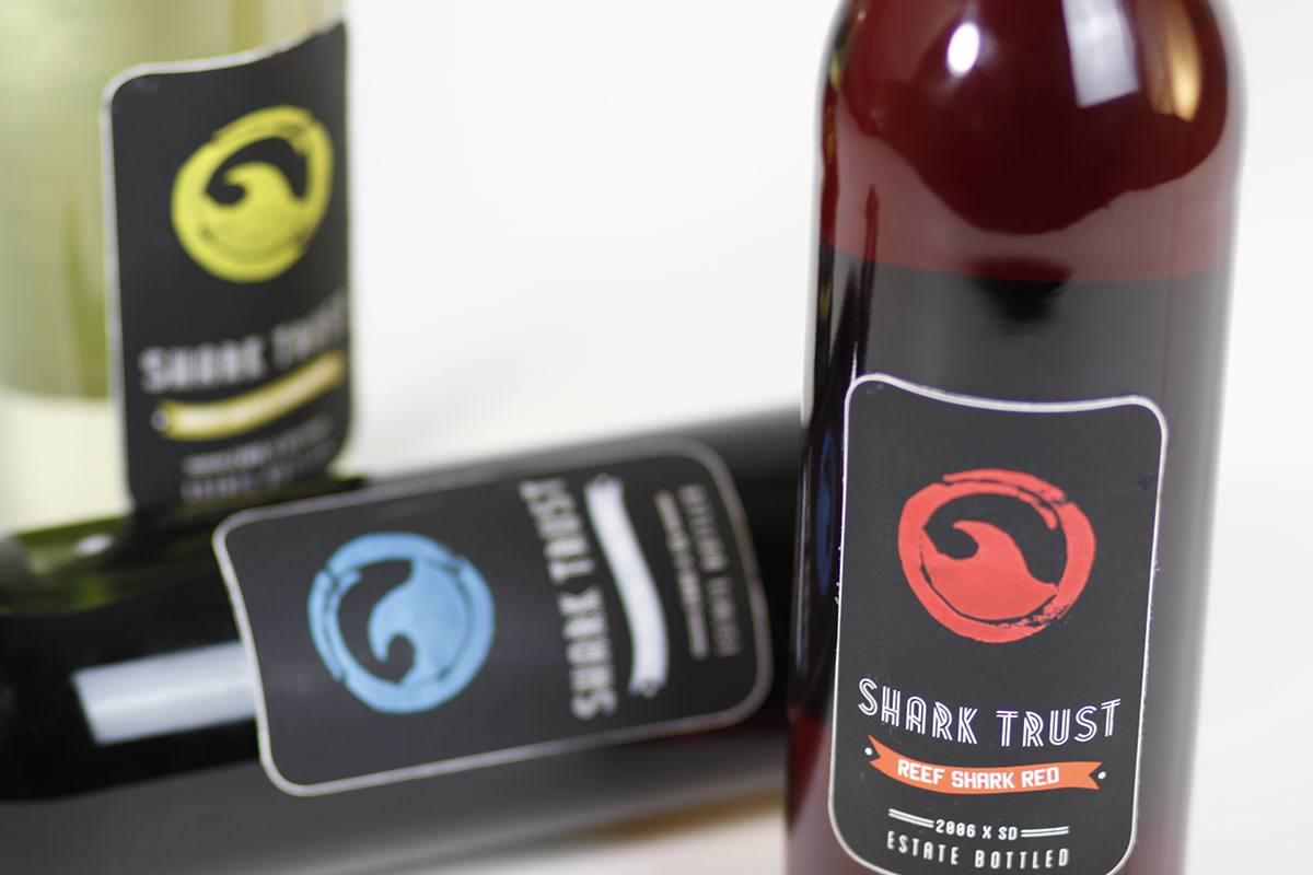 wine label design winery shark trust waves