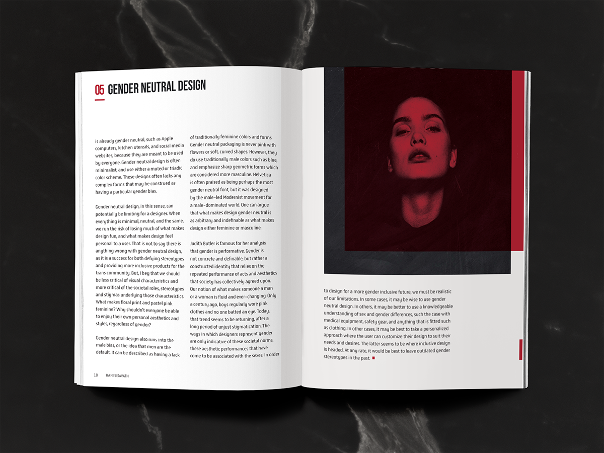 Booklet spreads editorial magazine Gender feminism