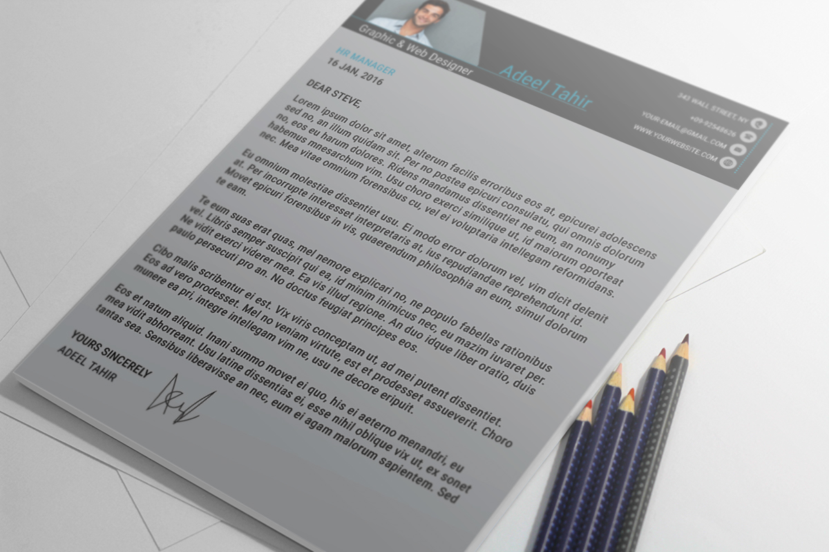 Resume cover letter CV grey Work  Employment a4 clean