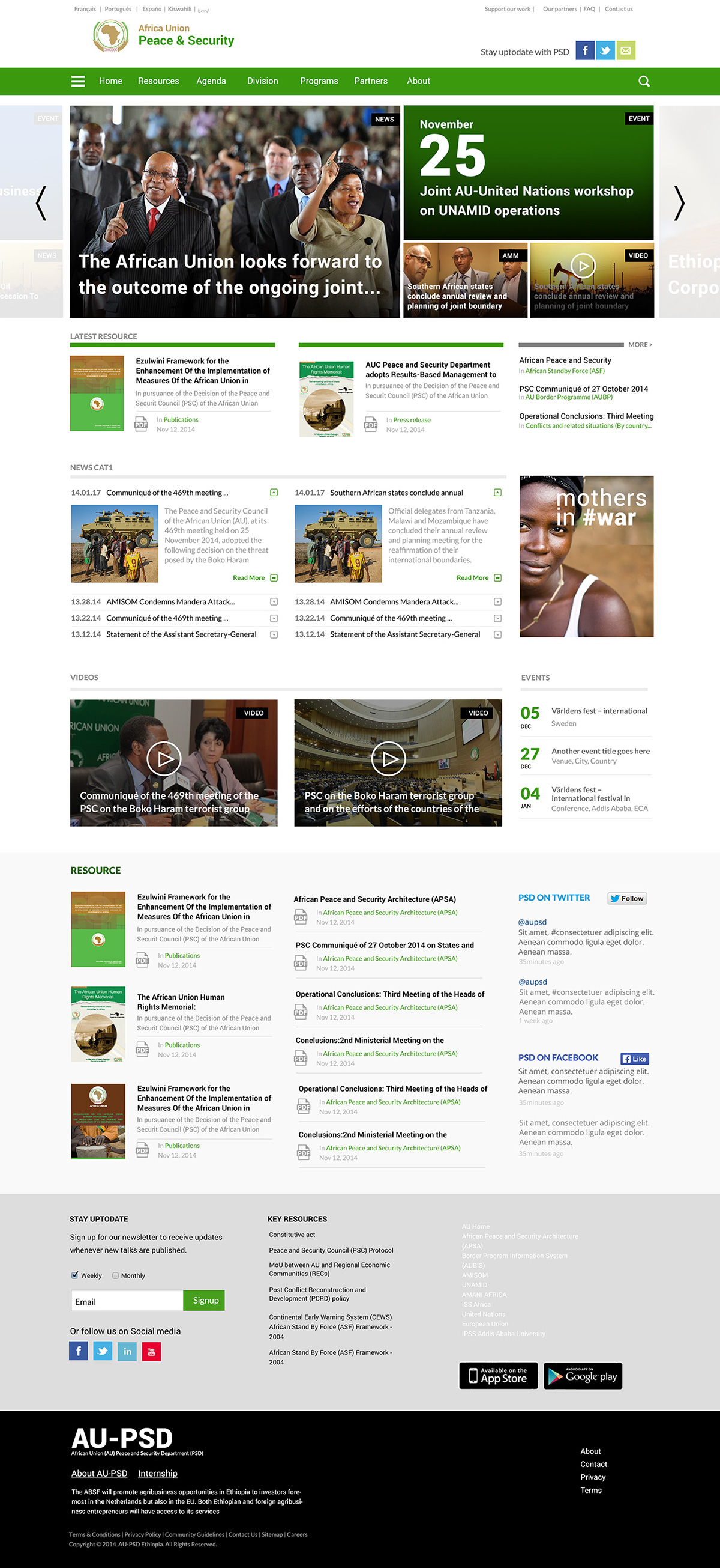 Website web portal news website magazine website UI ux African Union Interface news module slider organizational website