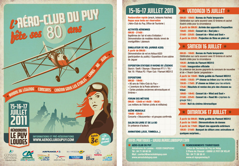 affiche evenement aeroclub Le Puy-en-Velay avion plane aviation Sylvain Ollier