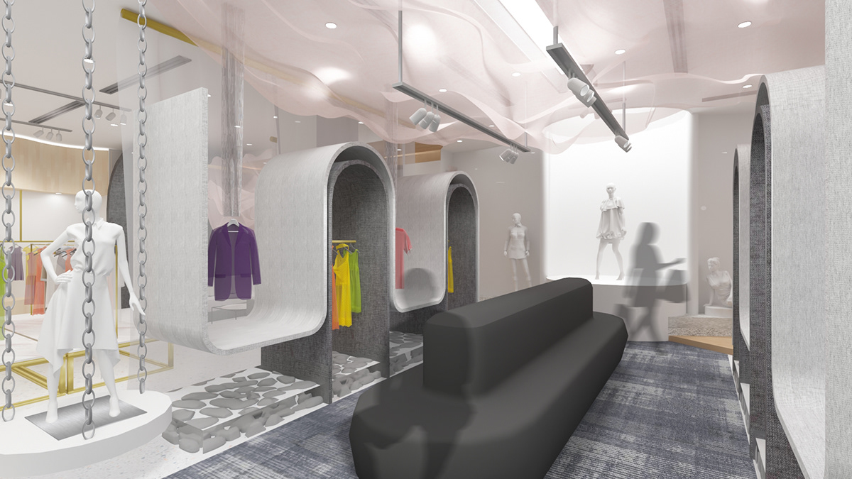 3D Rendering commercial design interior design  Retail design Viktor&Rolf