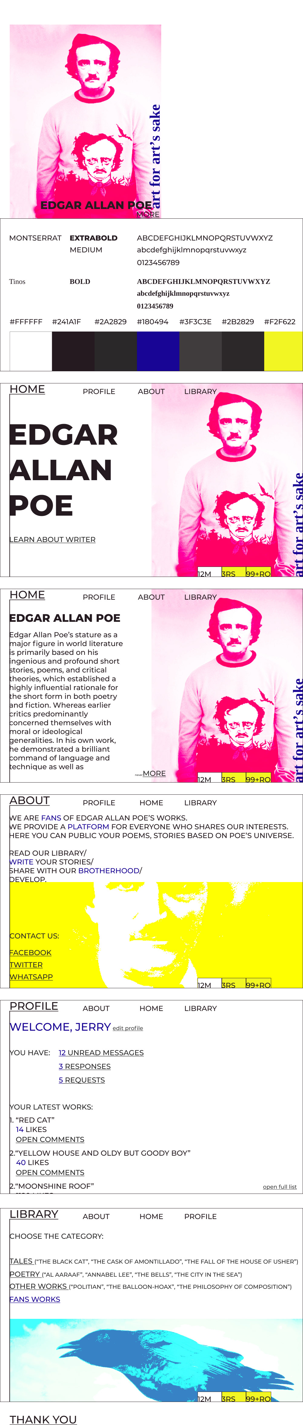 Brutalism design Edgar Allan Poe fan fansite Poe site