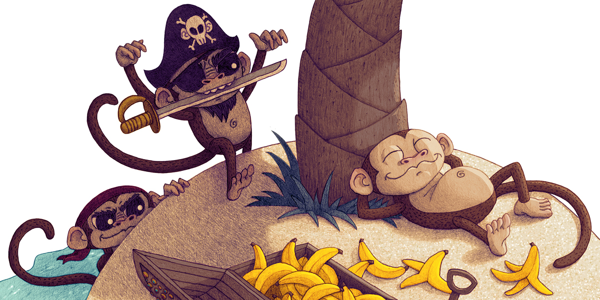monkey pirate banana treasure Island Palm Tree