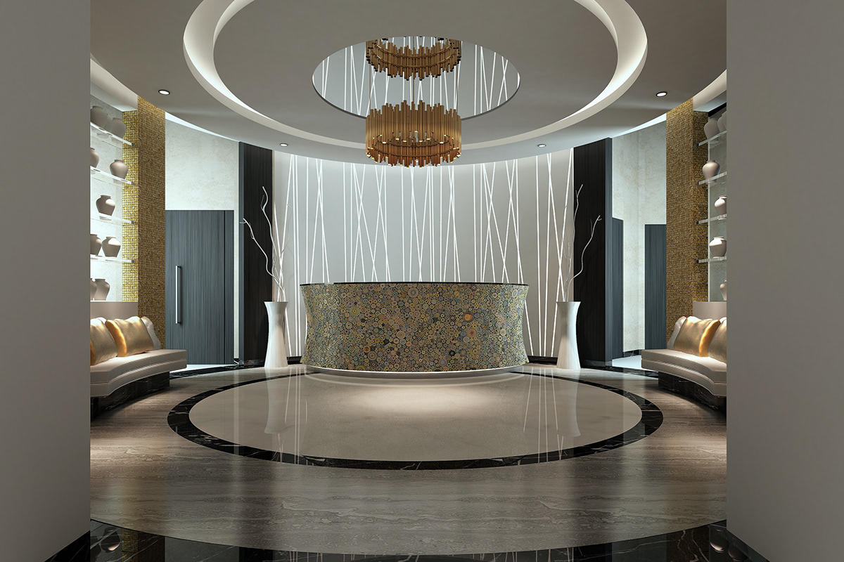 interior design  Lobby lobby design restaurant restaurant  design  spa Treatment Room luxury Marble chandelier  design lift design