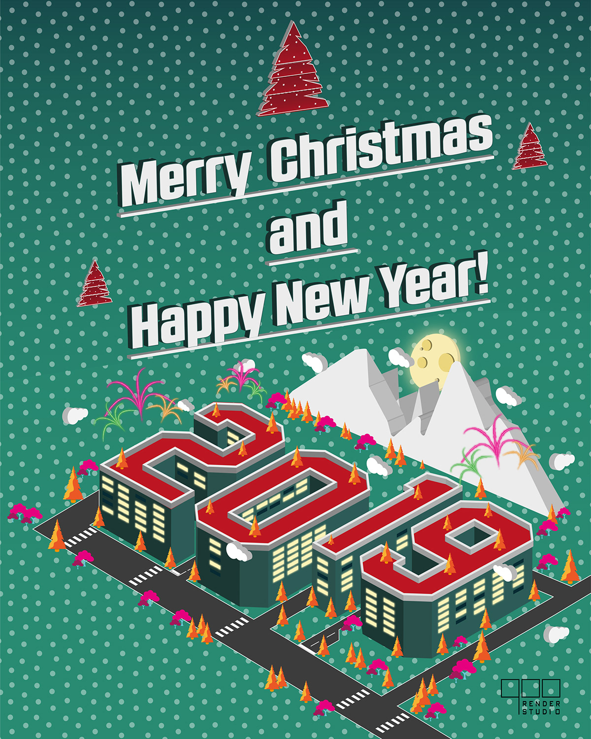 vector Christmas happy art architecture graphic Work  new year Event social