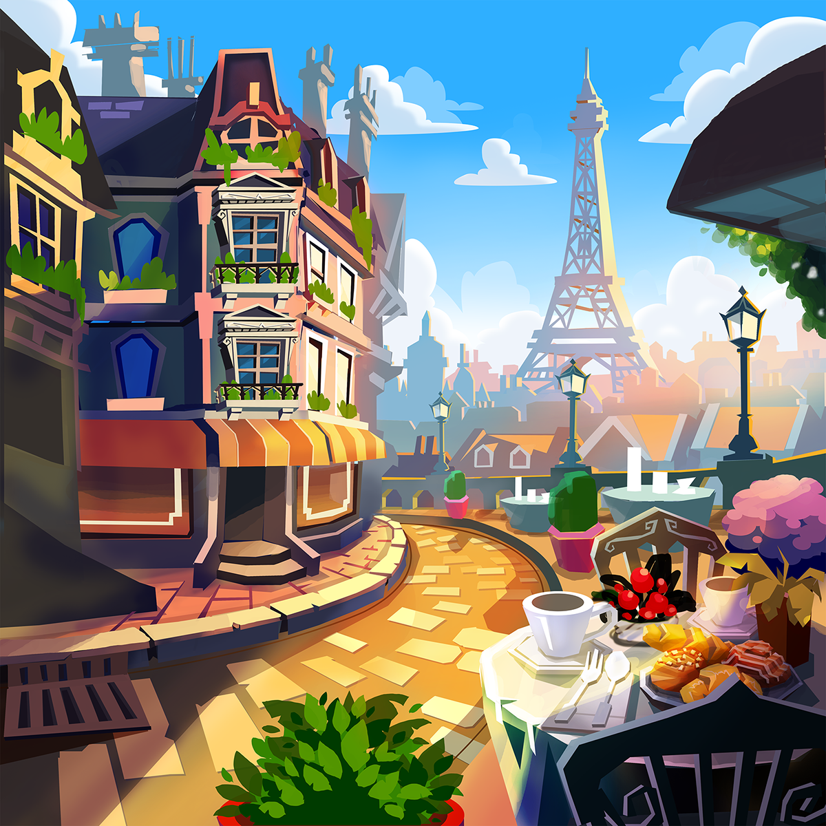 background Travel world concept ILLUSTRATION  simple clean colorful king mobile game