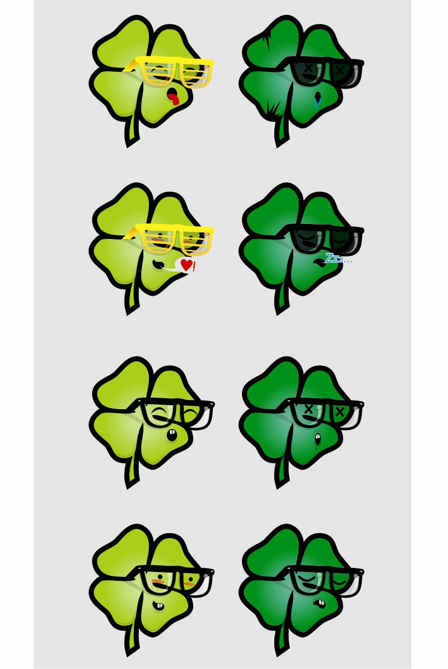 clover luck lucky face glass party style cartoon  personaje