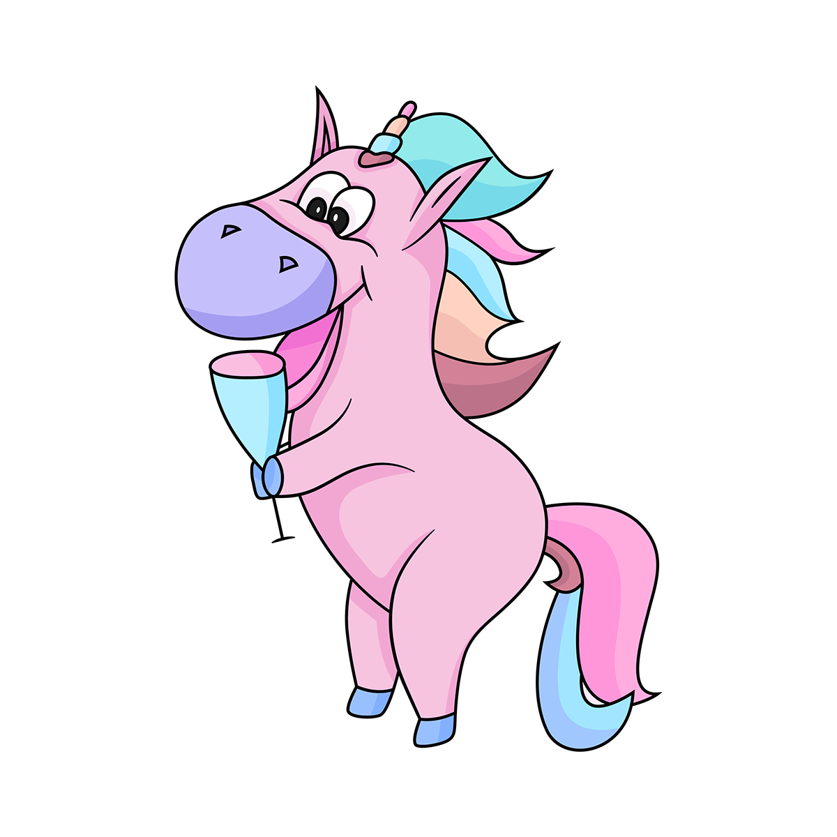 cartoon logo Cartoons doodle unicorn drinking Logo Design product logo unicorn unicorn logo water wine