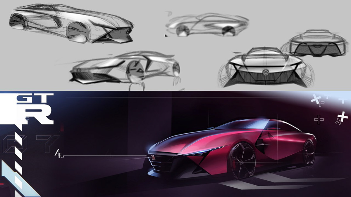 3D blender car cardesign exterior GTR Nissan Render sketch Automotive design