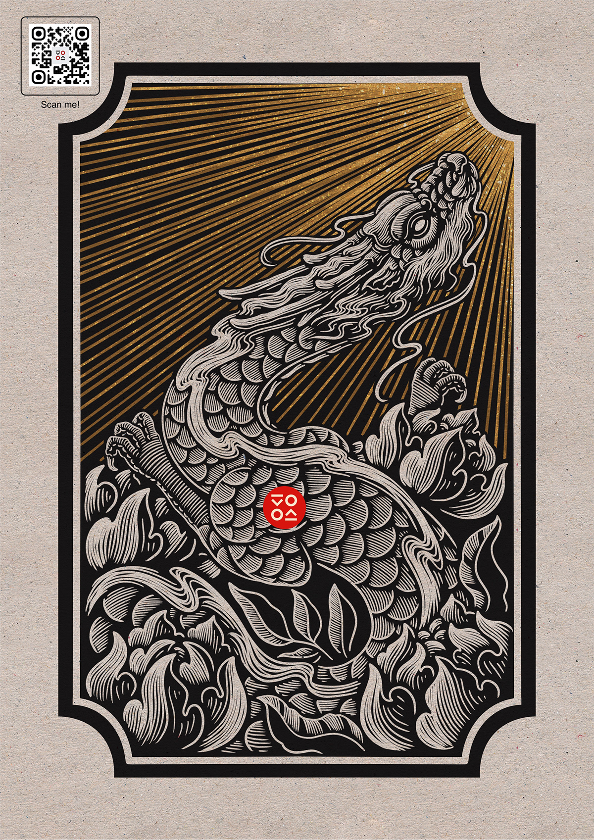 dragon botanical illustration china japan asia ILLUSTRATION  handmade digital illustration tshirt print design 