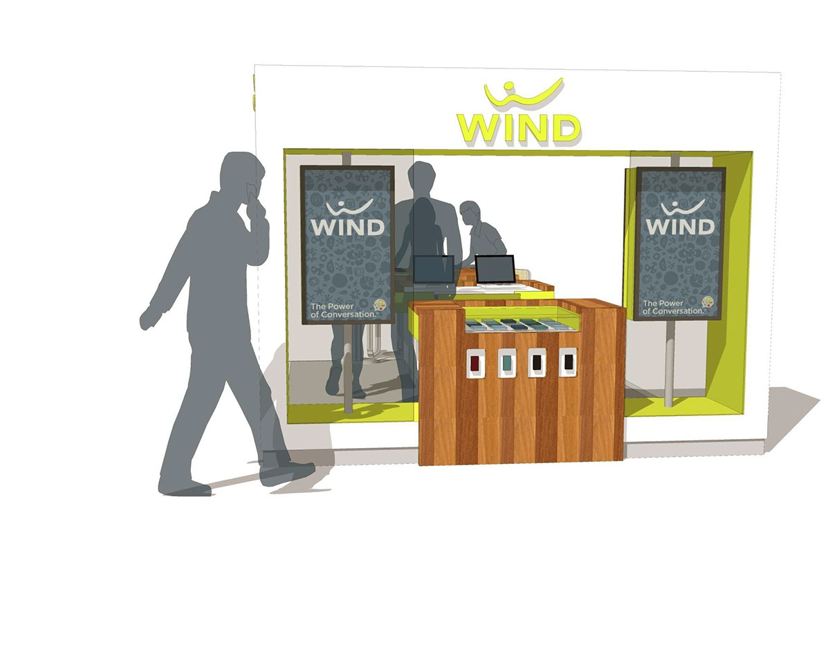 Retail design telco cell phone wind mobile Kiosk retail store mall breakhouse millwork touchscreen