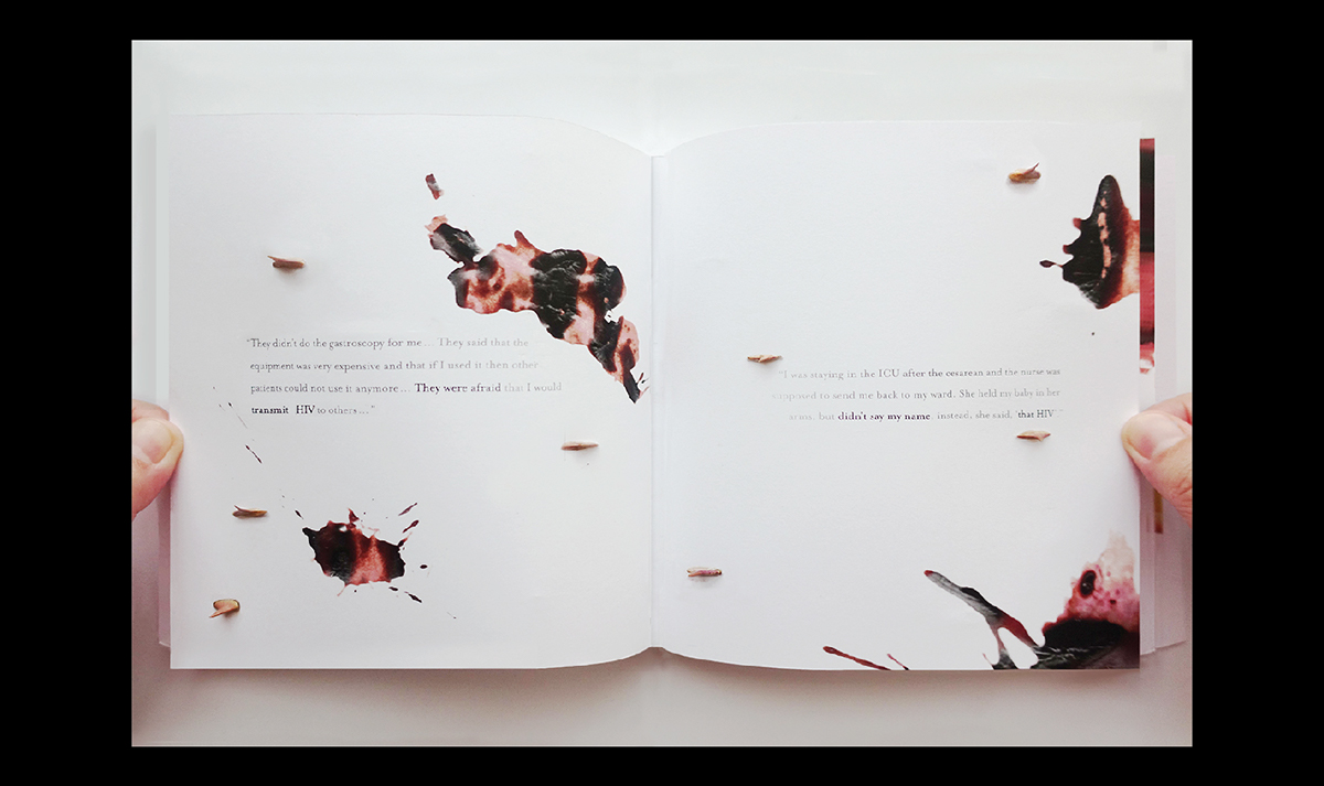 AIDS hiv blood rose thorns Stigma Discrimination Discriminate experiment book design editorial graphic