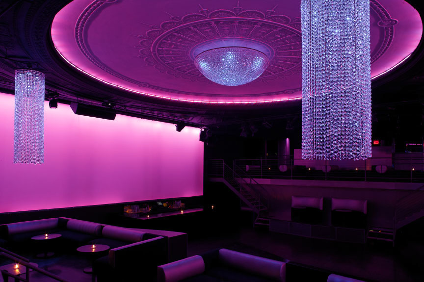 nightclub branding chandelier creative nightclub Arena New York led lighting interiors