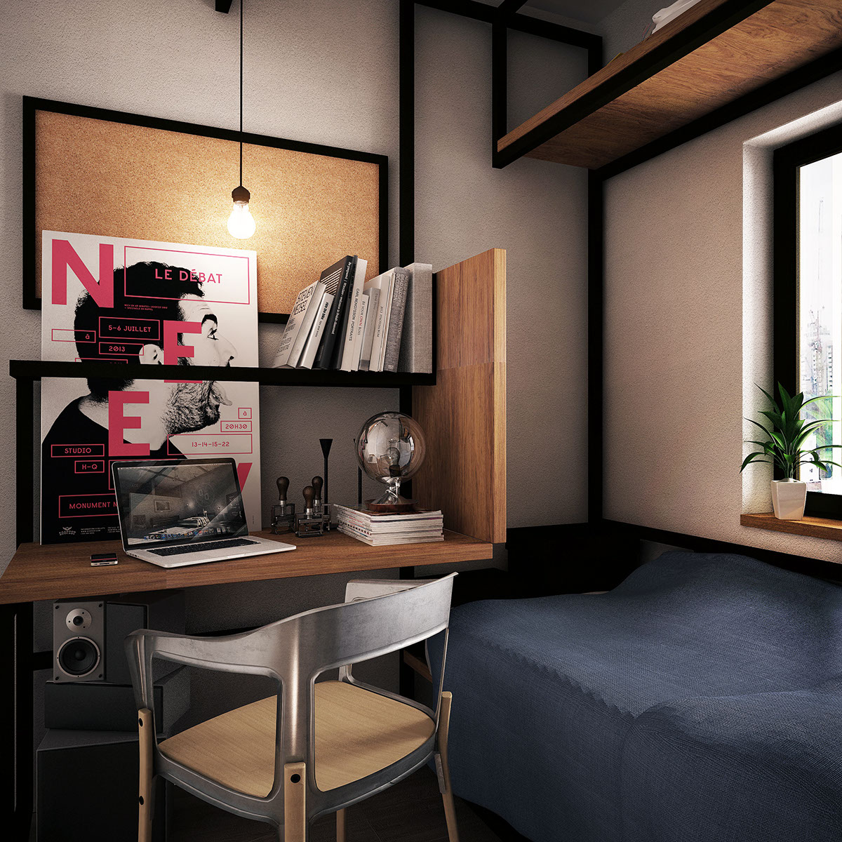 Interior design modern minimalist 3D 3dsmax rendering visual bedroom poster photoshop creative planning anwaraljufrey visuals
