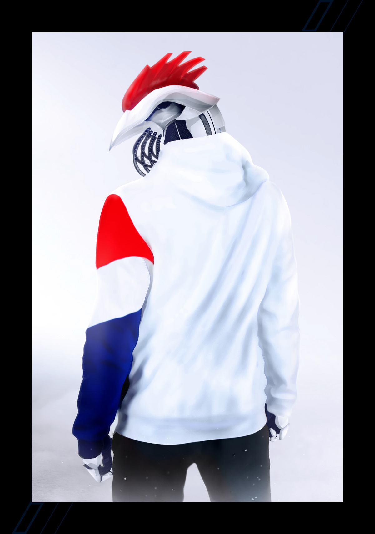 capuche coqsportif crest digitalart france French Hero robot Sportswear tricolore