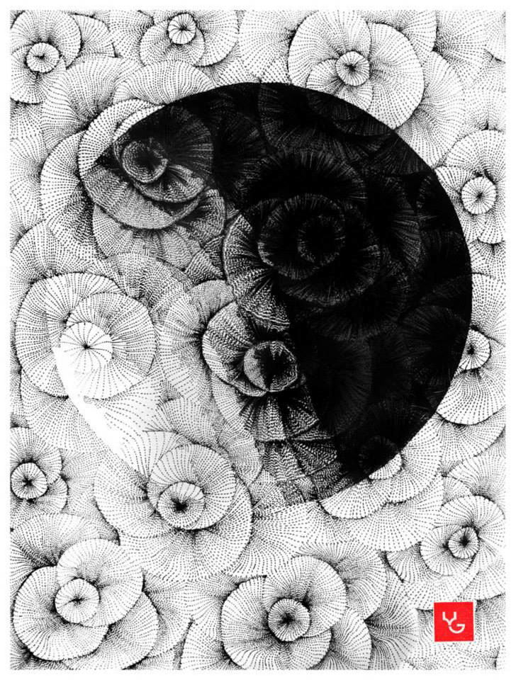 ink line Marker Drawing  rapidograph texture flower pointilism lineism zentangle