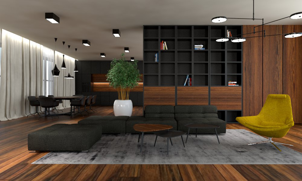 walnut Interior SketchUP vray design interiordesign living room wood